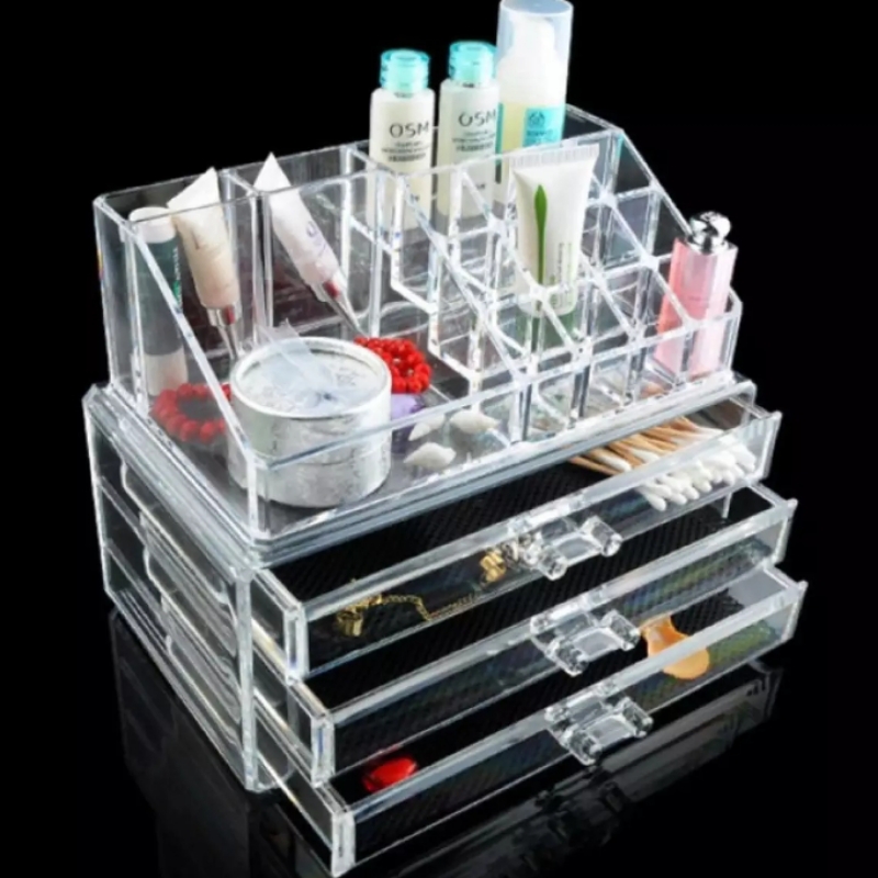 Acrylic 3 drawers 12 trapezoid lipstick makeup display stand cosmetic organ