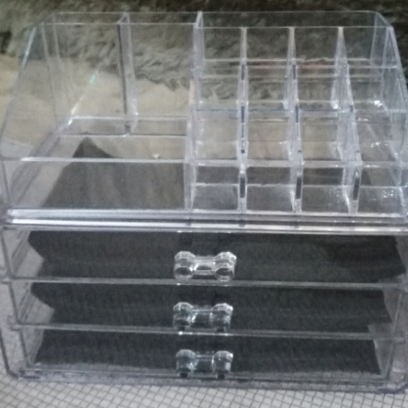 Acrylic 3 drawers 12 trapezoid lipstick makeup display stand cosmetic organ