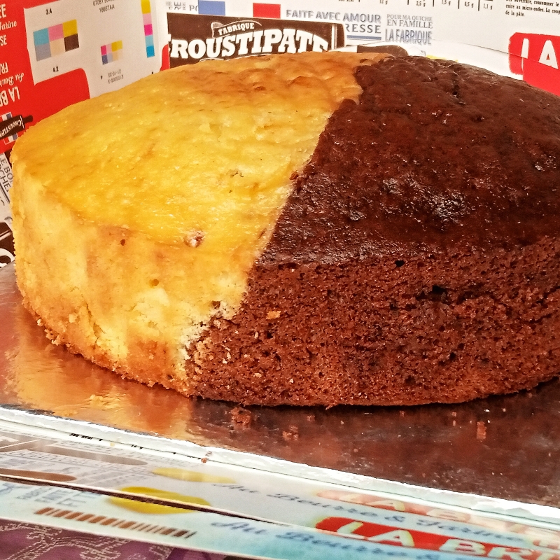 Half choco & half vanilla cake