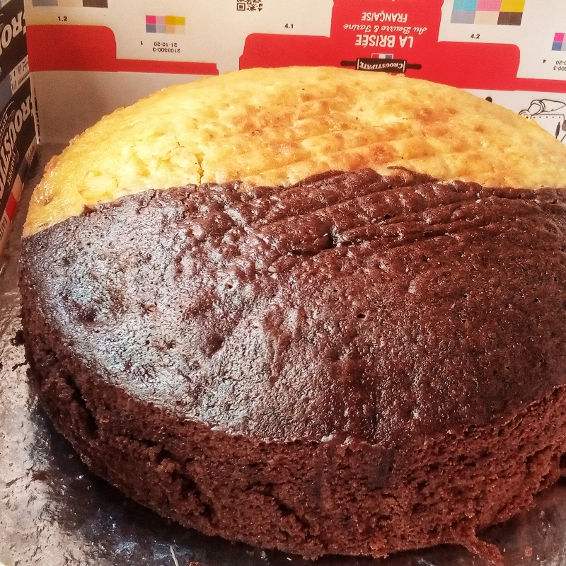 Half choco & half vanilla cake