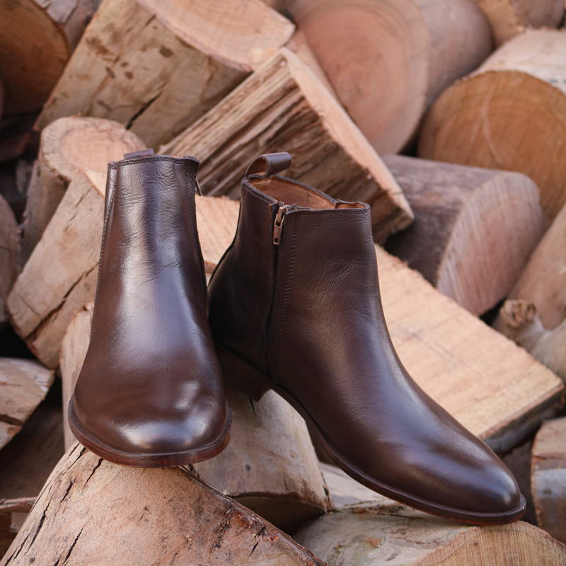 Brown long zipper chelsea boots