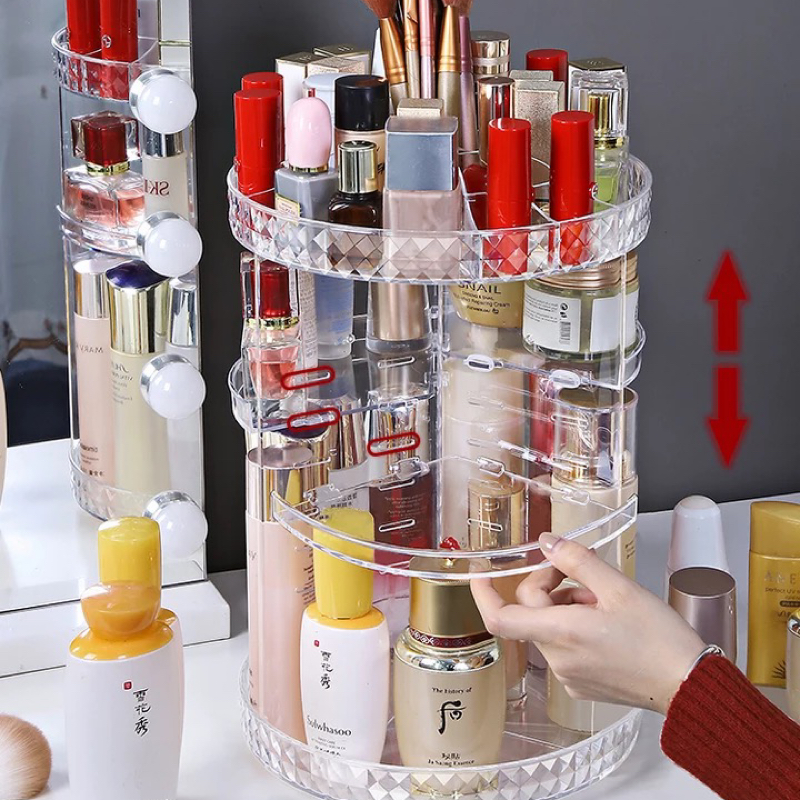 360 Degree Rotation Make Up Organizer Transparent Fashion Spin Multi-Functi