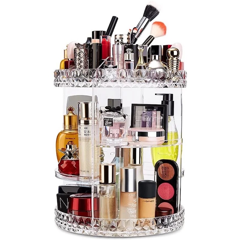 360 Degree Rotation Make Up Organizer Transparent Fashion Spin Multi-Functi