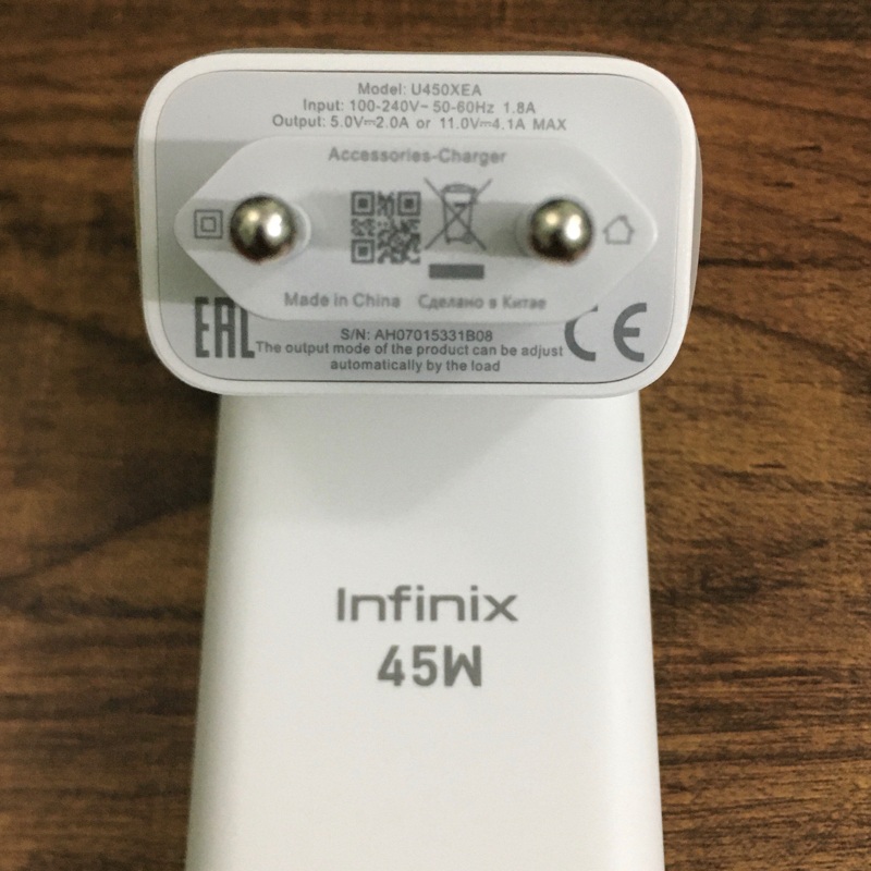 Infinix 45 Watt Original Charger - Infinix 45 Watt Box Pulled Adaptor