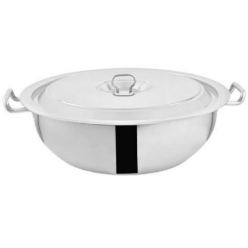 Alpha Stainless Steel Wok Durable Three Layers Base Bottom Glass Lid & Steel lid