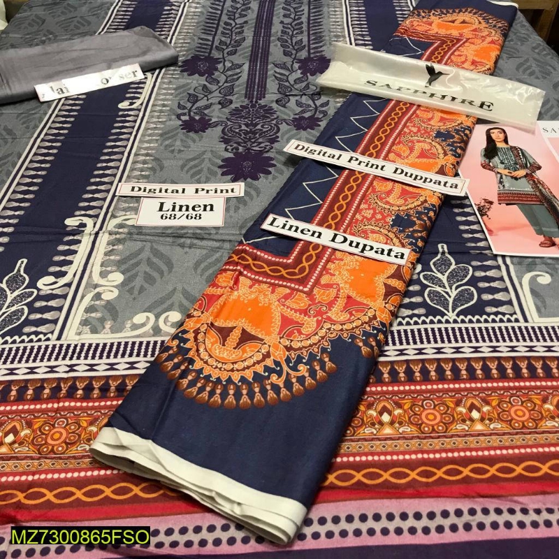 3 pcs Linen digital printing