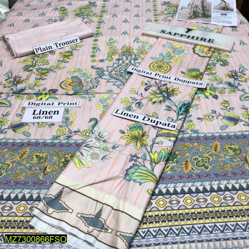 3pcs Linen digital printing for women