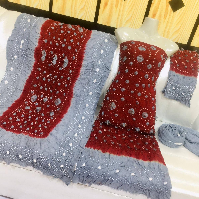 3 pcs Linen handmade chunri suit