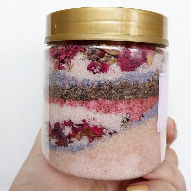 Laven-Rose Jumbo Bath Salt Jar - includes real dried flowers
