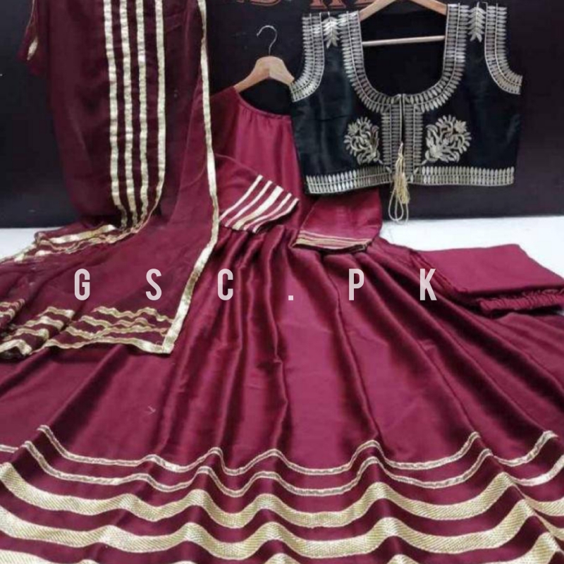 Katan Silk Maxi With Koti 4 Pcs Stitched