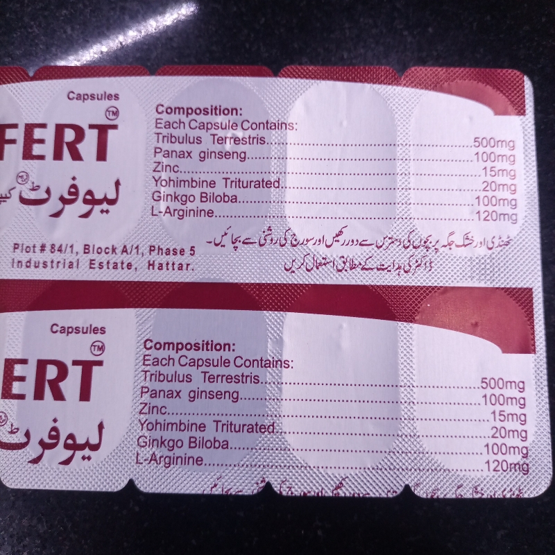 CAP LEOFERT TRIBULUS TERRESTRIS 500 +PANAX GINSENG 100+ L-ARGININE 120MG +GINKOBILOBA 100MG YOHIMBINE TRITURATED 20 MG + ZINC 15 MG CAPSULE