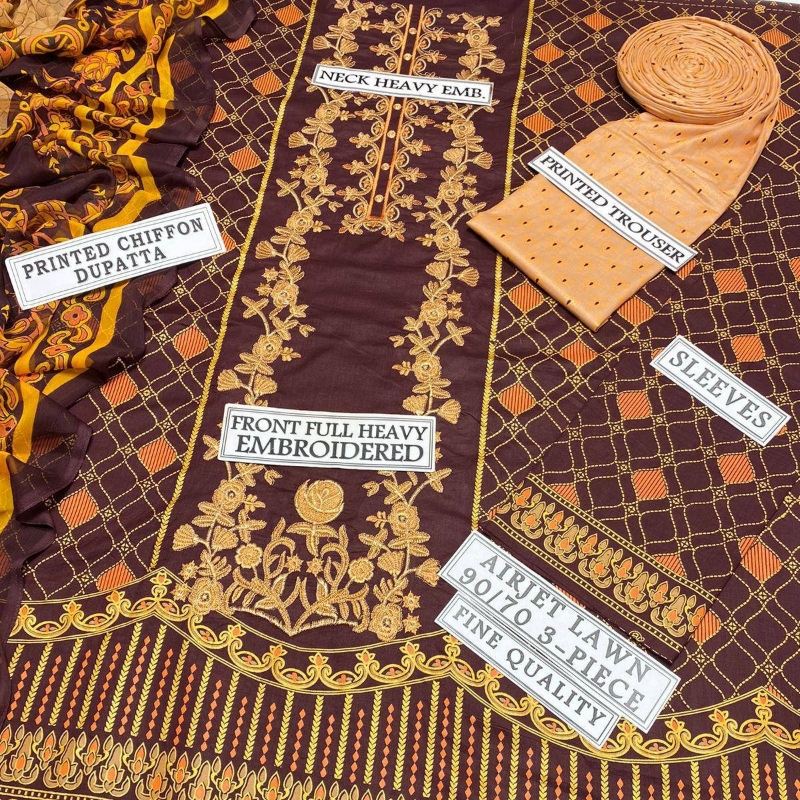 3 pc digital lawn suit