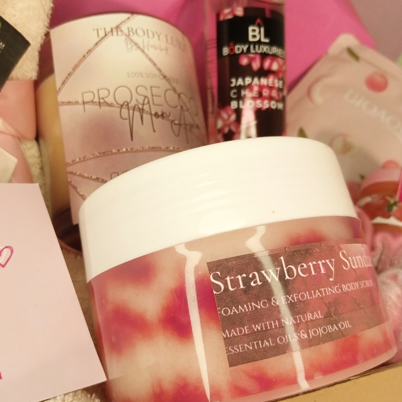Galentine's day special bath & body care pink gift box for friends.