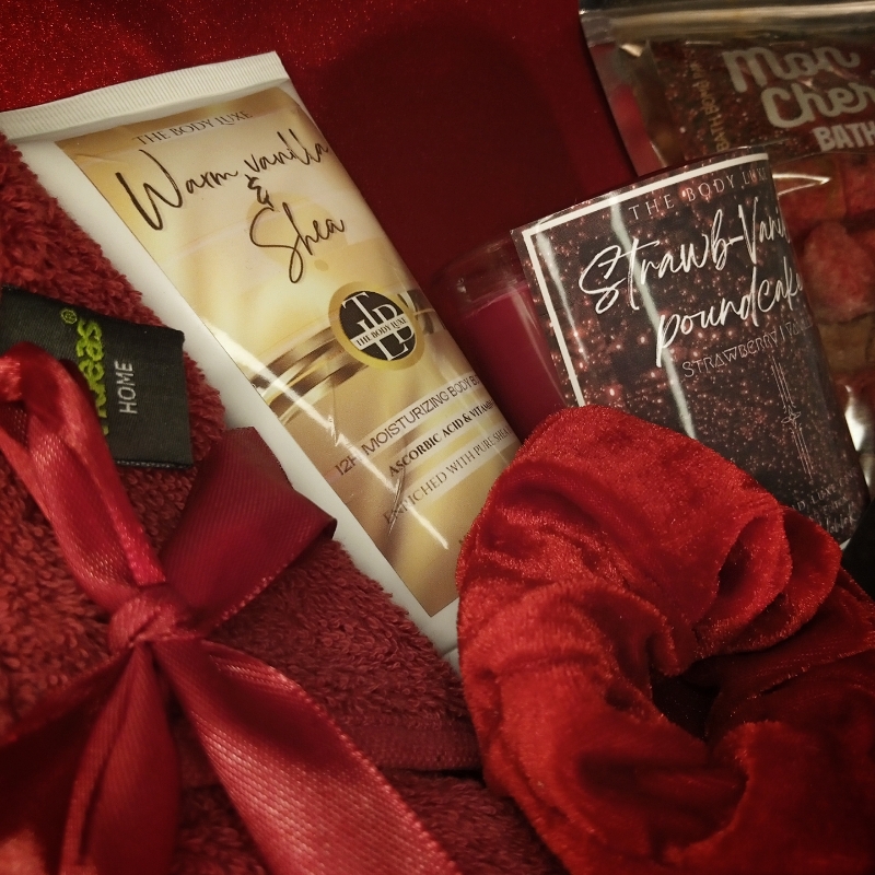Valentines day special bath & body care box for her in red