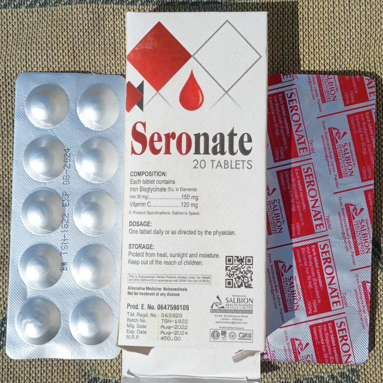 TAB SERONATE   IRON 150 MG +VITAMIN C 120MG