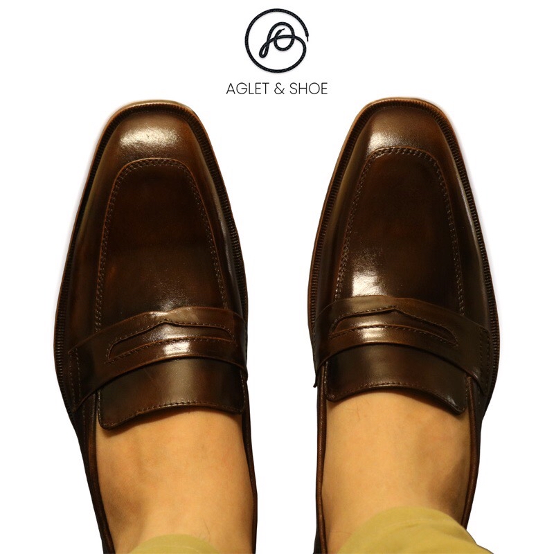 Brown patina loafars