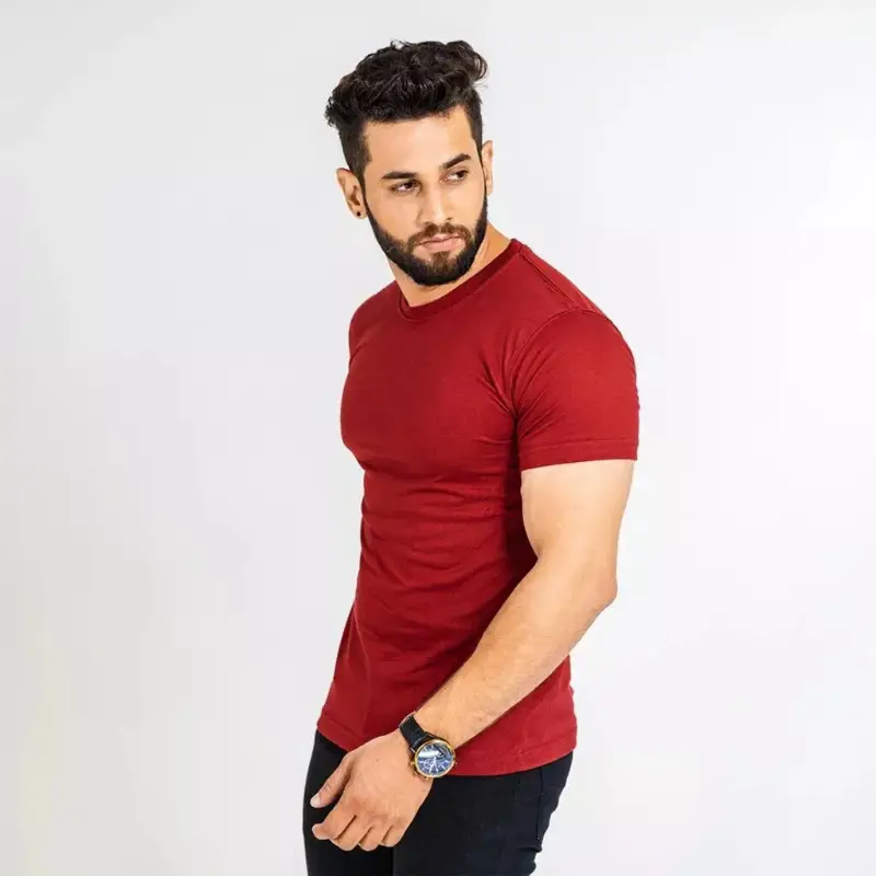 Maroon Double Stitching Expert Quality T-Shirt For Men
