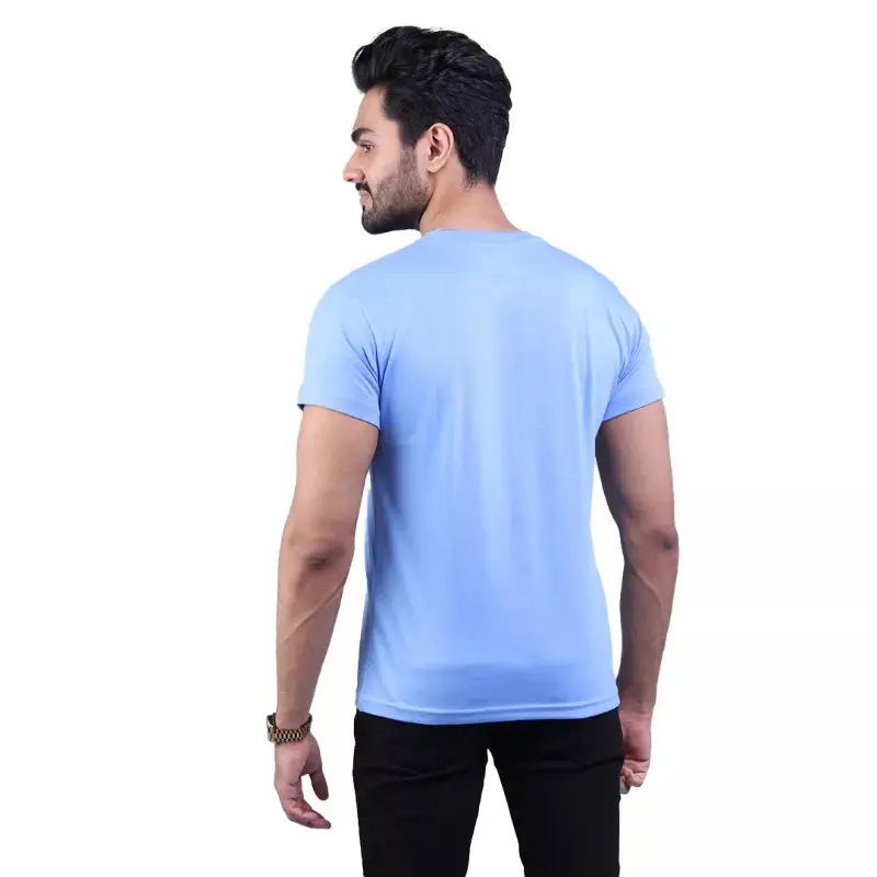 Sky Blue Double Stitching Expert Quality T-Shirt For Men