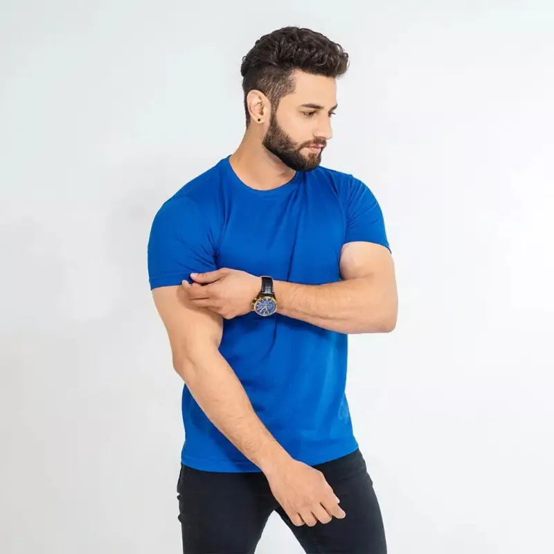 Royel Blue Double Stitching Expert Quality T-Shirt For Men