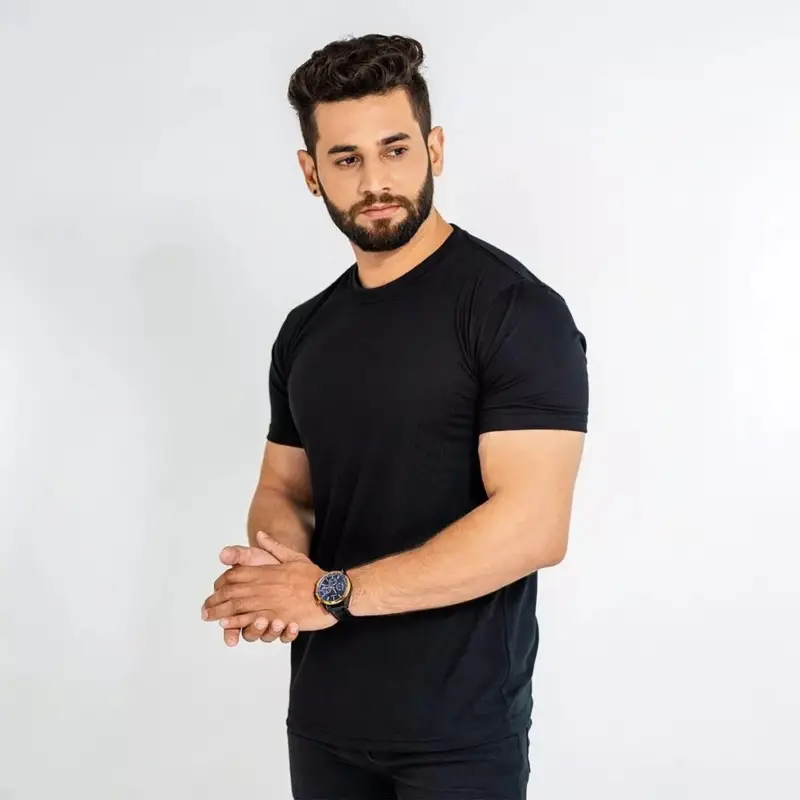Black Double Stitching Expert Quality T-Shirt For Men
