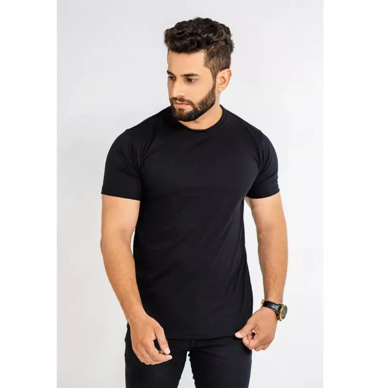 Black Double Stitching Expert Quality T-Shirt For Men
