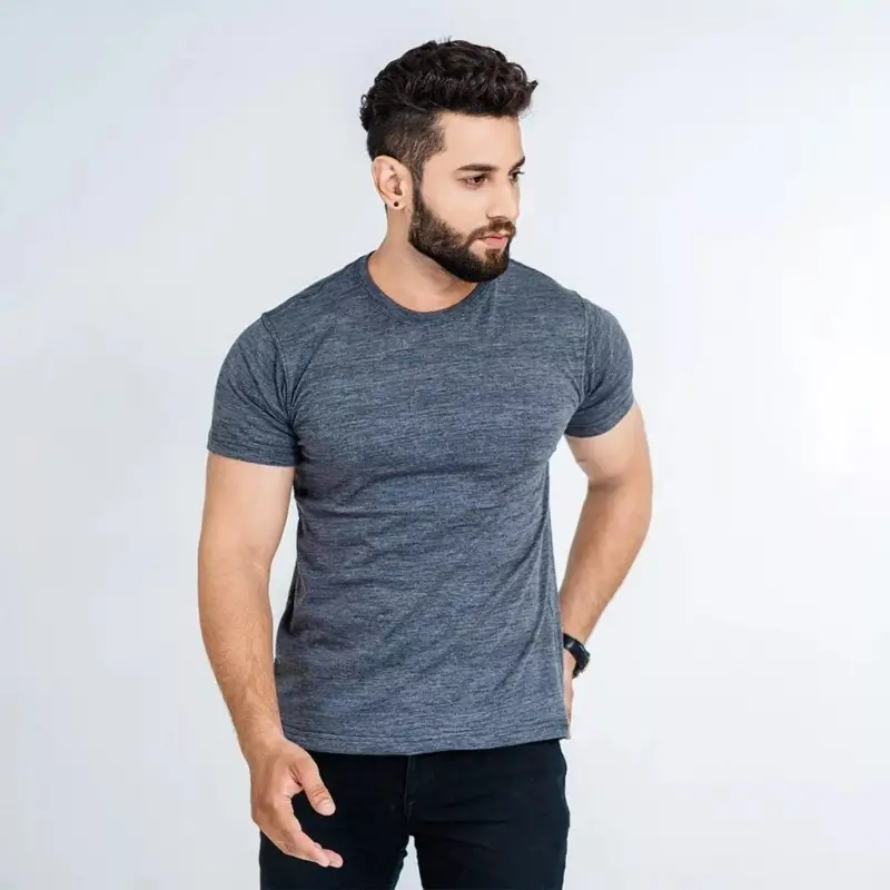 Charcoal Grey Double Stitching Expert Quality T-Shirt For Men