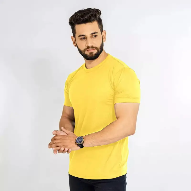 Yellow Double Stitching Expert Quality T-Shirt For Men
