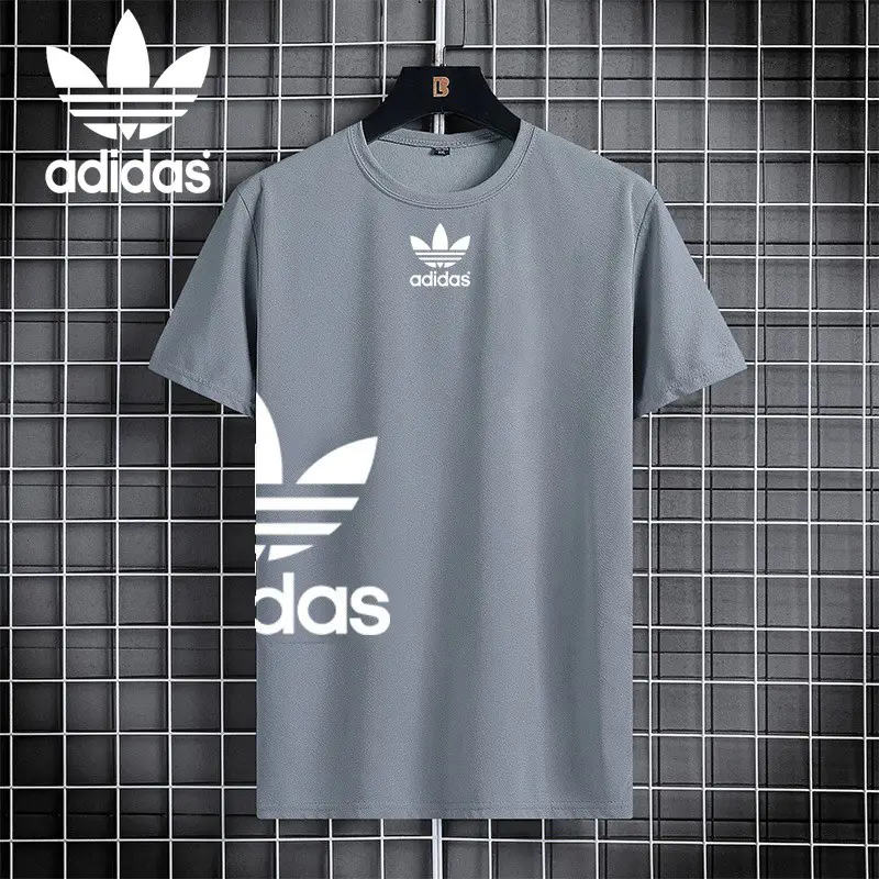 Adidas Silver Grey Printed Permium Quality T-Shirt For Men