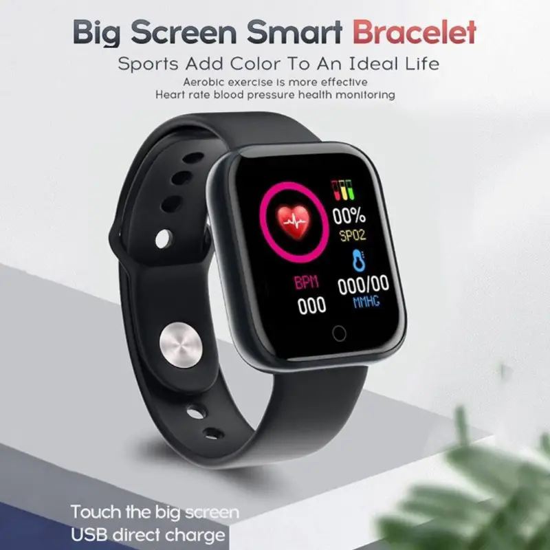 D20 Heart Rate Blood Pressure Smartwatch Color Screen Fitness Tracker Waterproof