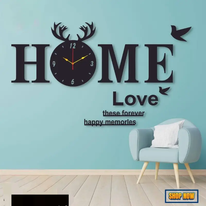 Home Wall Clock 3D Design