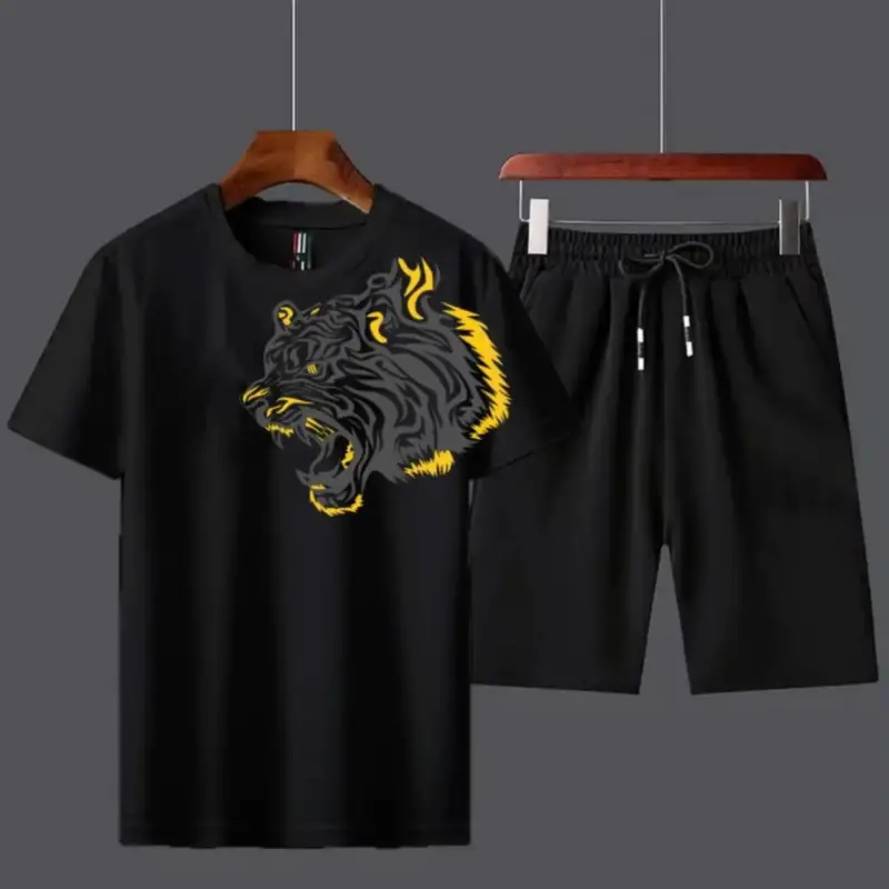Black Loin Print Tracksuit For Men