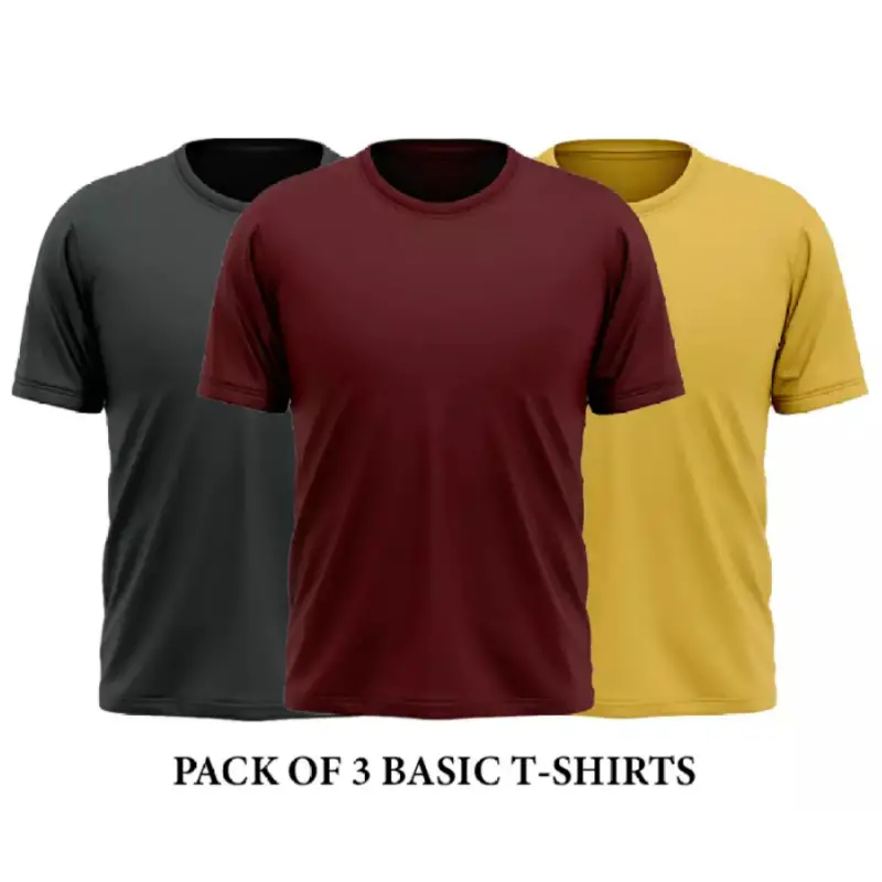 Pack of 3 Basic Round Neck T-Shirt For Men