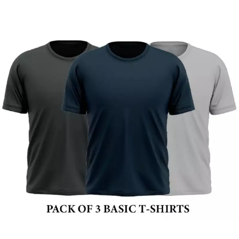 Pack of 3 Basic Round Neck T-Shirt For Men
