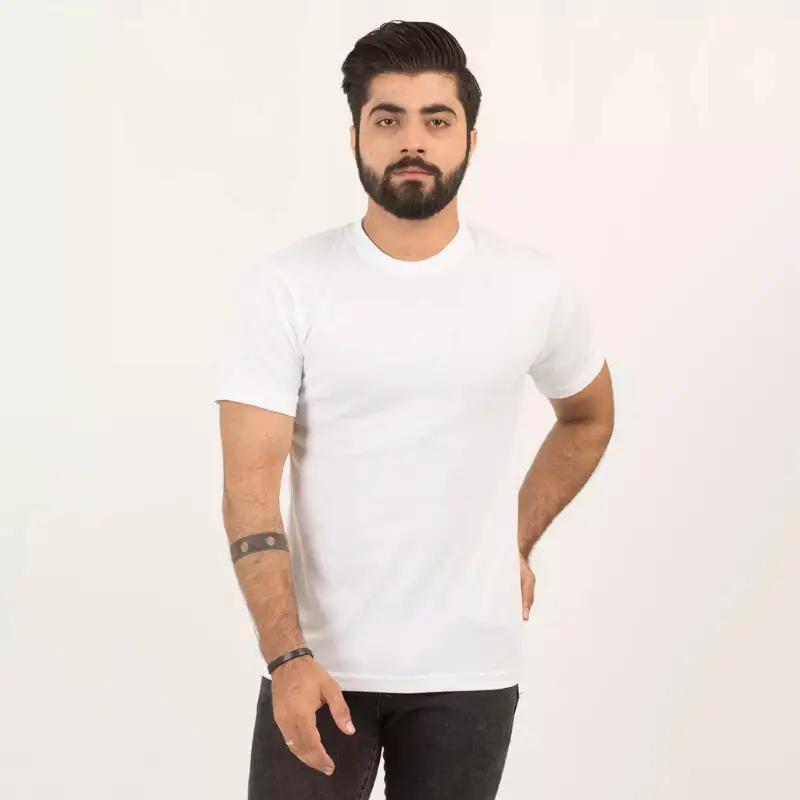 Basic White Round Neck Best Quality T-Shirt For Men