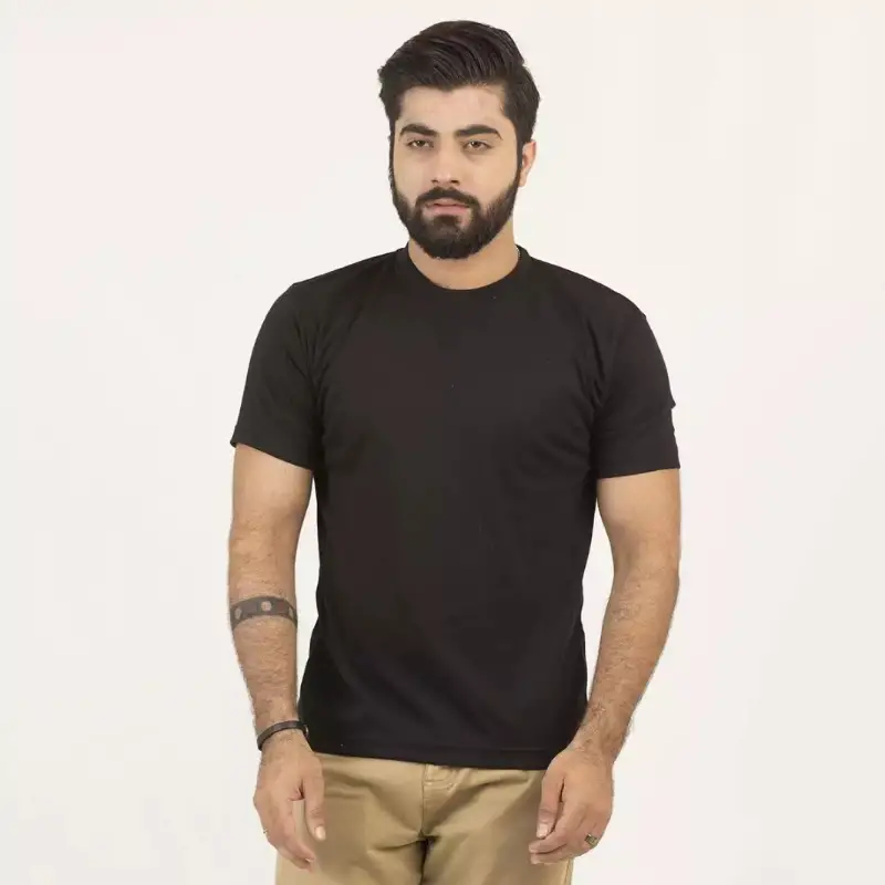 Basic Black Round Neck Best Quality T-Shirt For Men