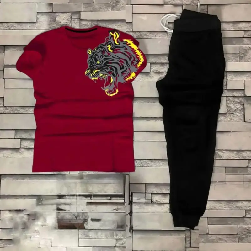 Maroon Lion Printed Tracksuit For Men