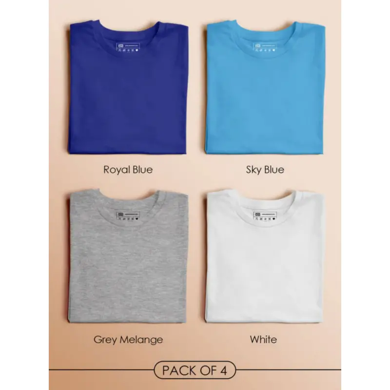 Pack Of 4 Basic Round Neck T-Shirt For Men