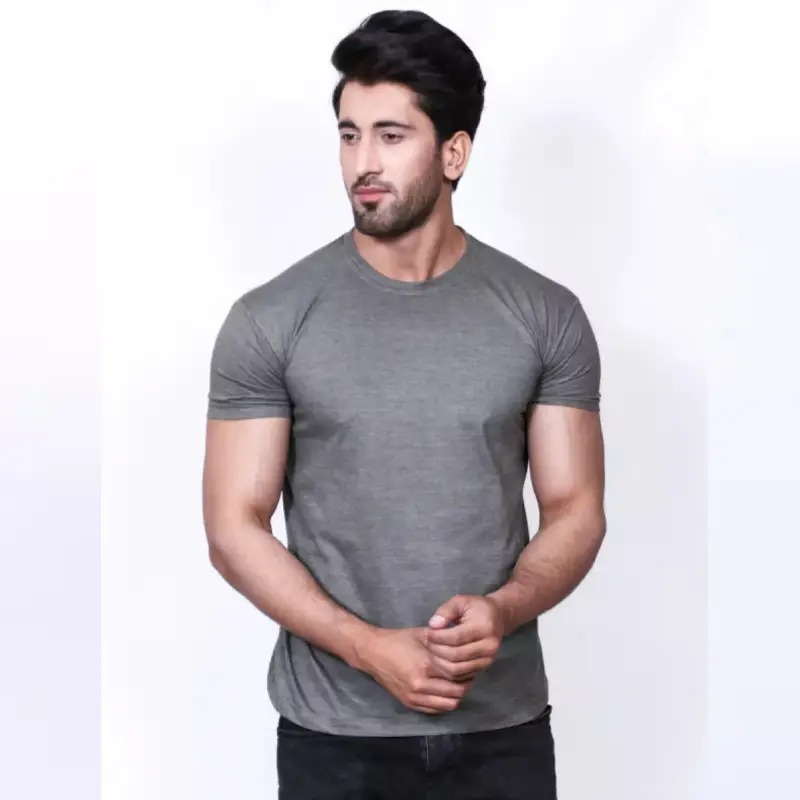 Silver Grey Round Neck T-Shirt For Men