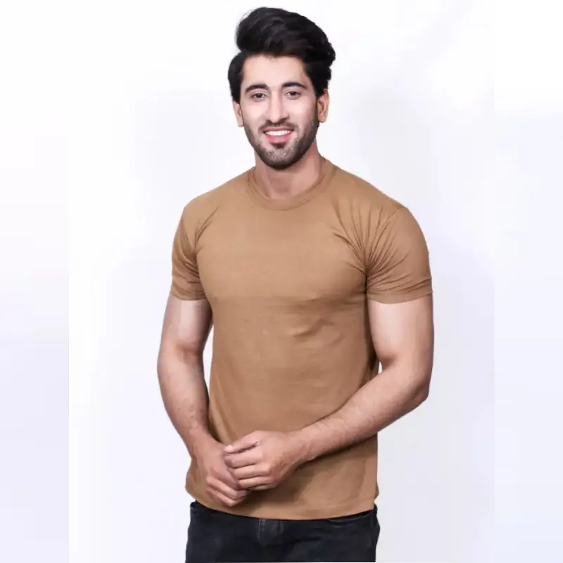Light Brown Basic T-Shirt For Men