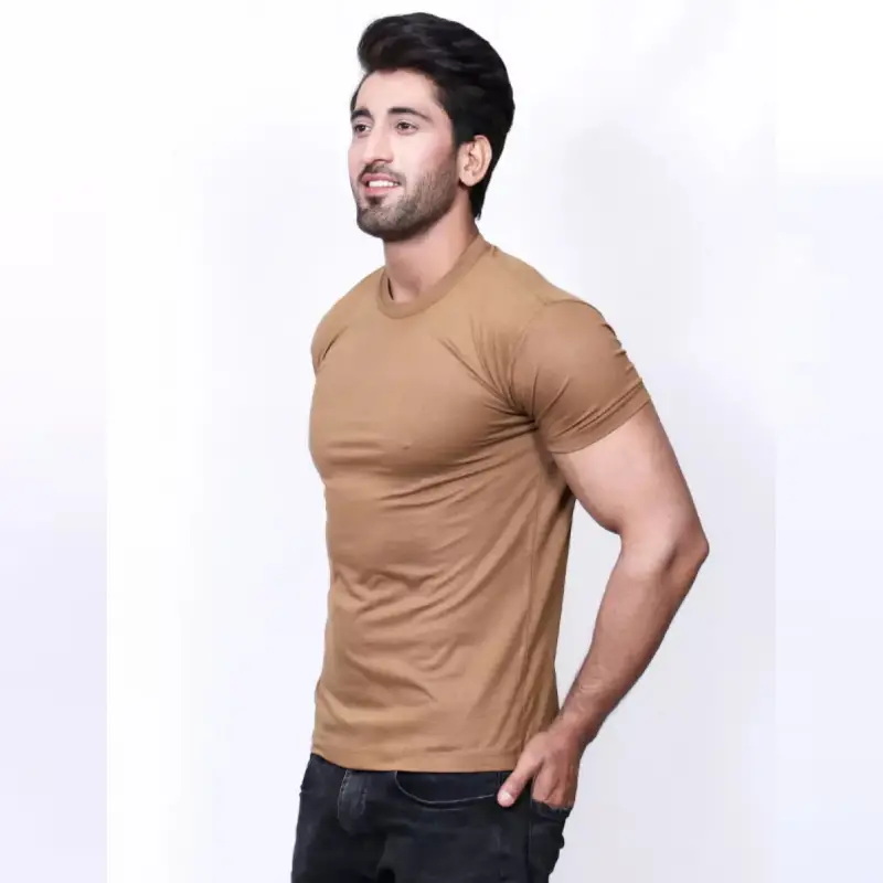 Light Brown Basic T-Shirt For Men