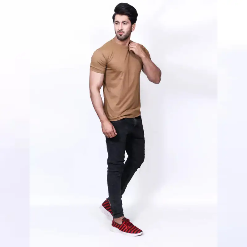 Light Brown Basic T-Shirt For Men