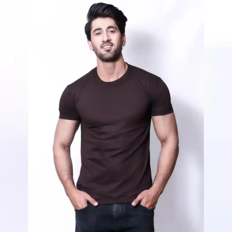 Dark Brown Basic T-Shirt For Men