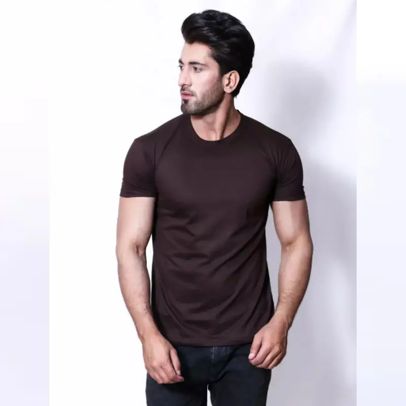 Dark Brown Basic T-Shirt For Men