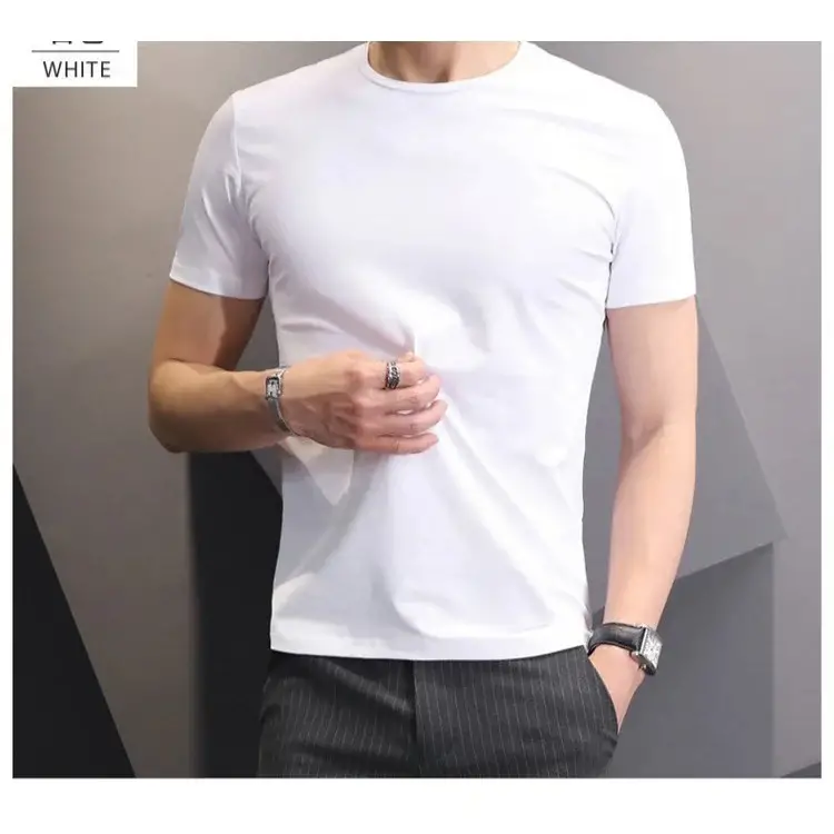 White Sport Polyester Fabric Round Neck T-Shirt For Men