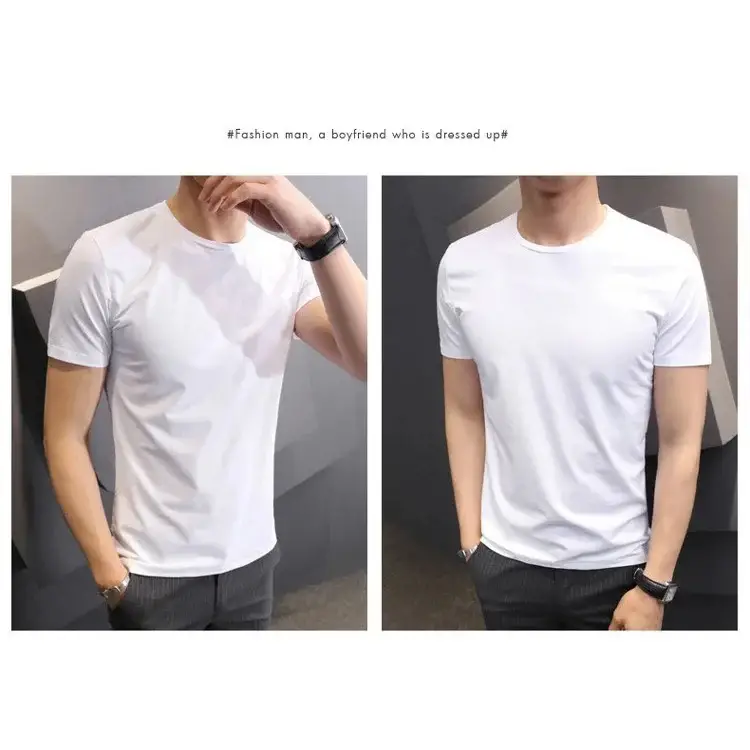 White Sport Polyester Fabric Round Neck T-Shirt For Men