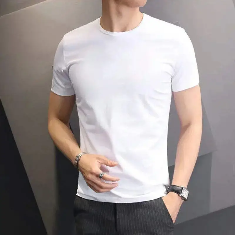 White Sport Polyester Fabric Round Neck T-Shirt For Men