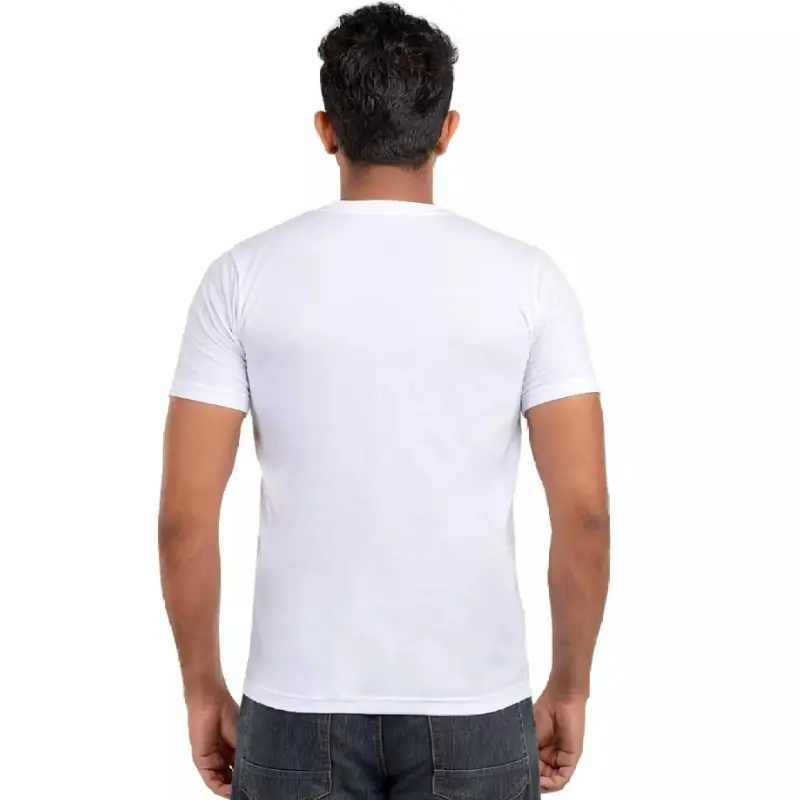 White Basic Round Neck Cotton Jersey T-Shirt For Men