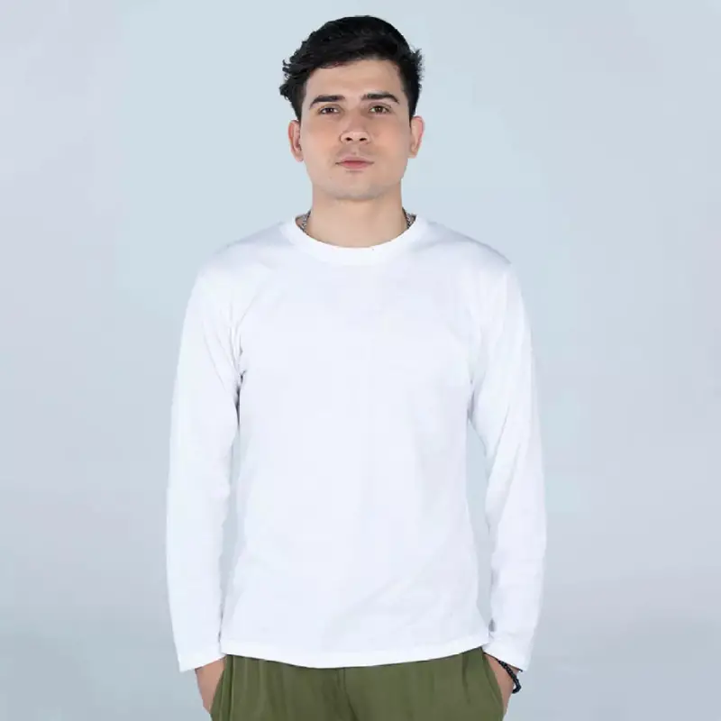 White Full Sleeves T-Shirt For Men