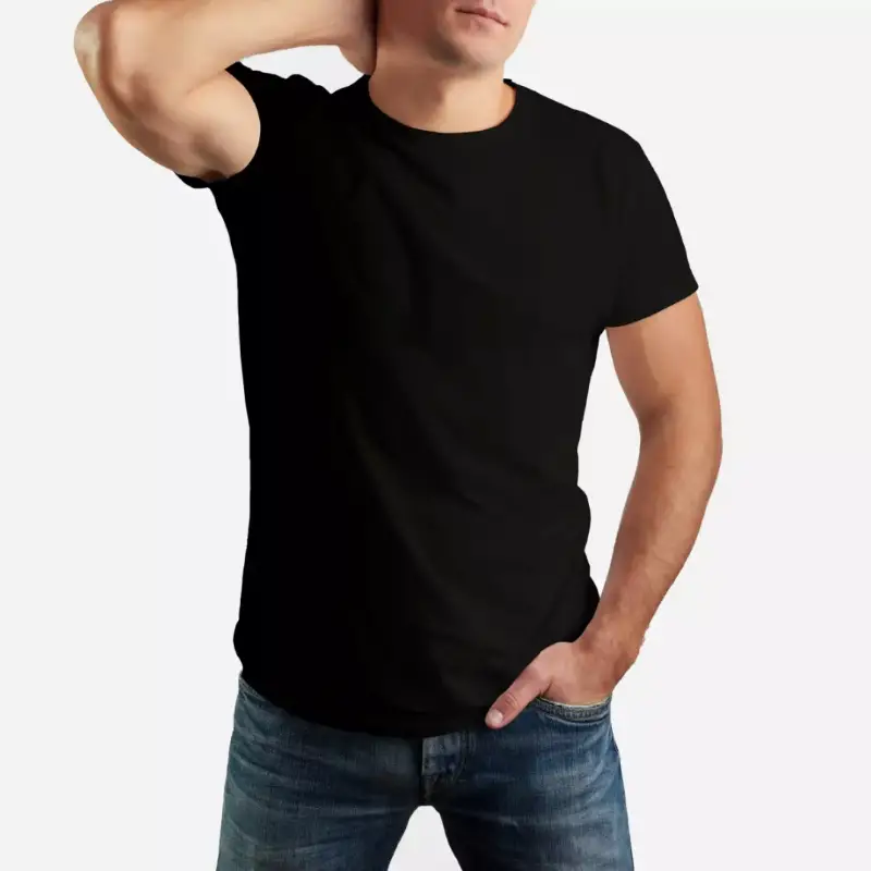 Black Basic Sports Polyester T-Shirt For Men