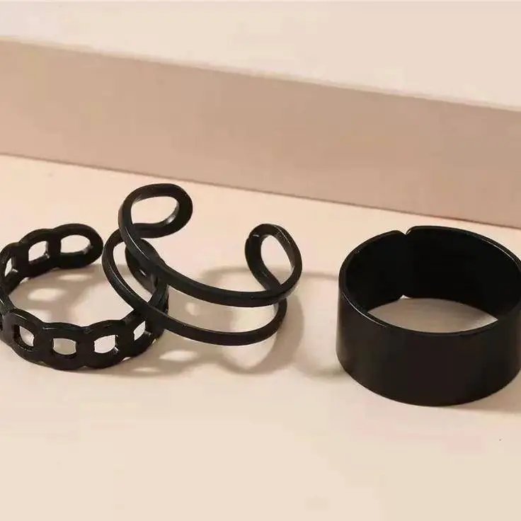 Hip Hop Pack of 3 Rings Set